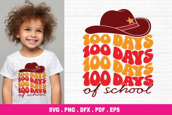 100 Days of School SVG, Cowboy Hat SVG: A Retro Graphic Design Asset for Crafts and Local Branding