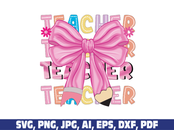 Coquette Teacher Graphic Design Asset for Crafts and Vintage Branding
