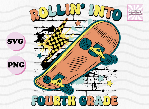 Fourth Grade Skating Retro School SVG for Crafts