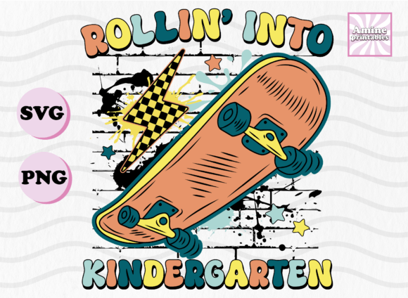 Kindergarten Skating Retro School SVG
