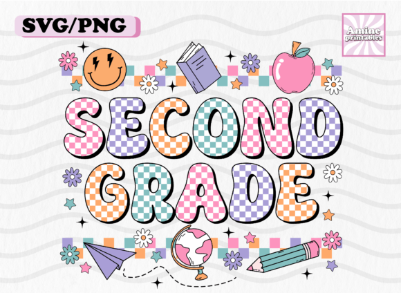 Retro Checkered Second Grade School SVG