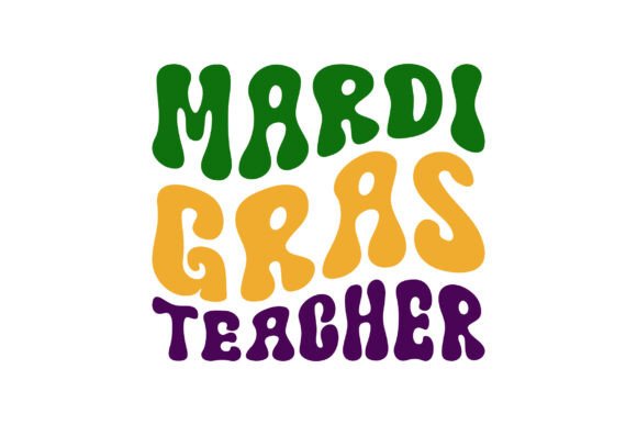 Retro Wavy Mardi Gras Teacher SVG Design: A Versatile Graphic for Crafts and Branding