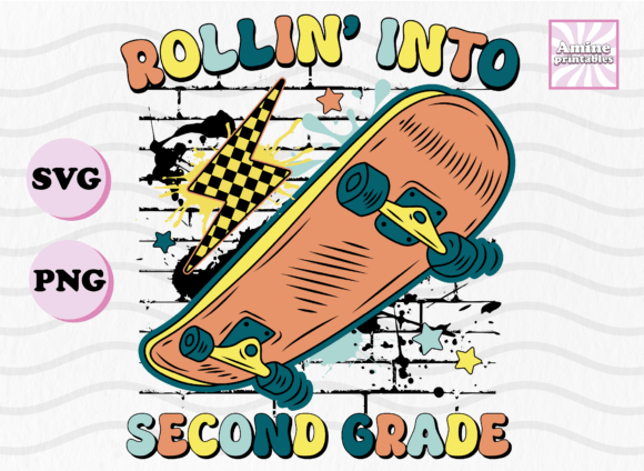 Second Grade Skating Retro School SVG: Graphics & Crafts for Local Branding