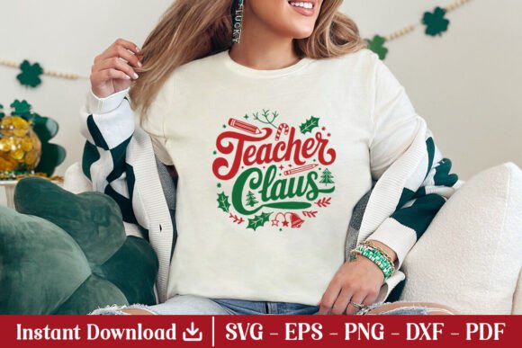 Teacher Claus SVG: A Festive Graphic for Crafts and Commercial Designs